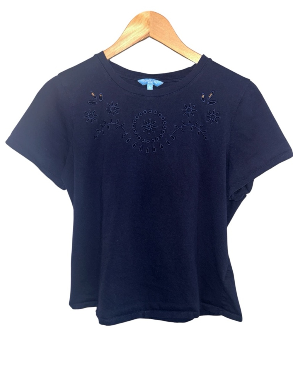 Draper James 100% Cotton Embroidered Eyelet T-Shirt Cottagecore Women’s Large